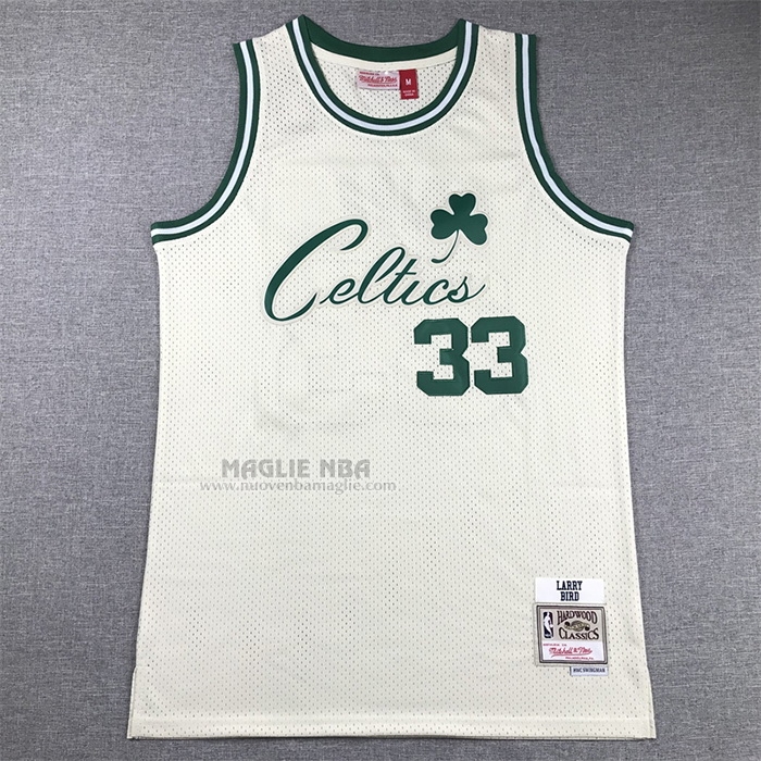 Maglia
 Larry Bird NO 33 Boston Celtics Mitchell & Ness Chainstitch Crema
